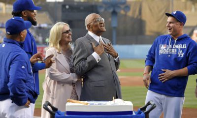 Photo of Dodgers players with Don Newcombe