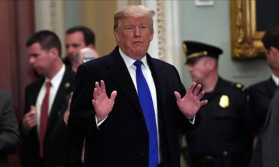 Photo of President Donald Trump after attending the weekly Republican policy luncheon