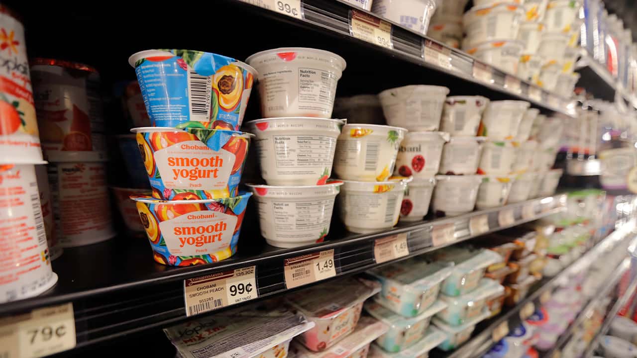 Photo of yogurt on shelves