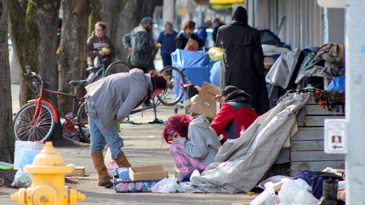 Photo of homeless people in Salem, Ore.